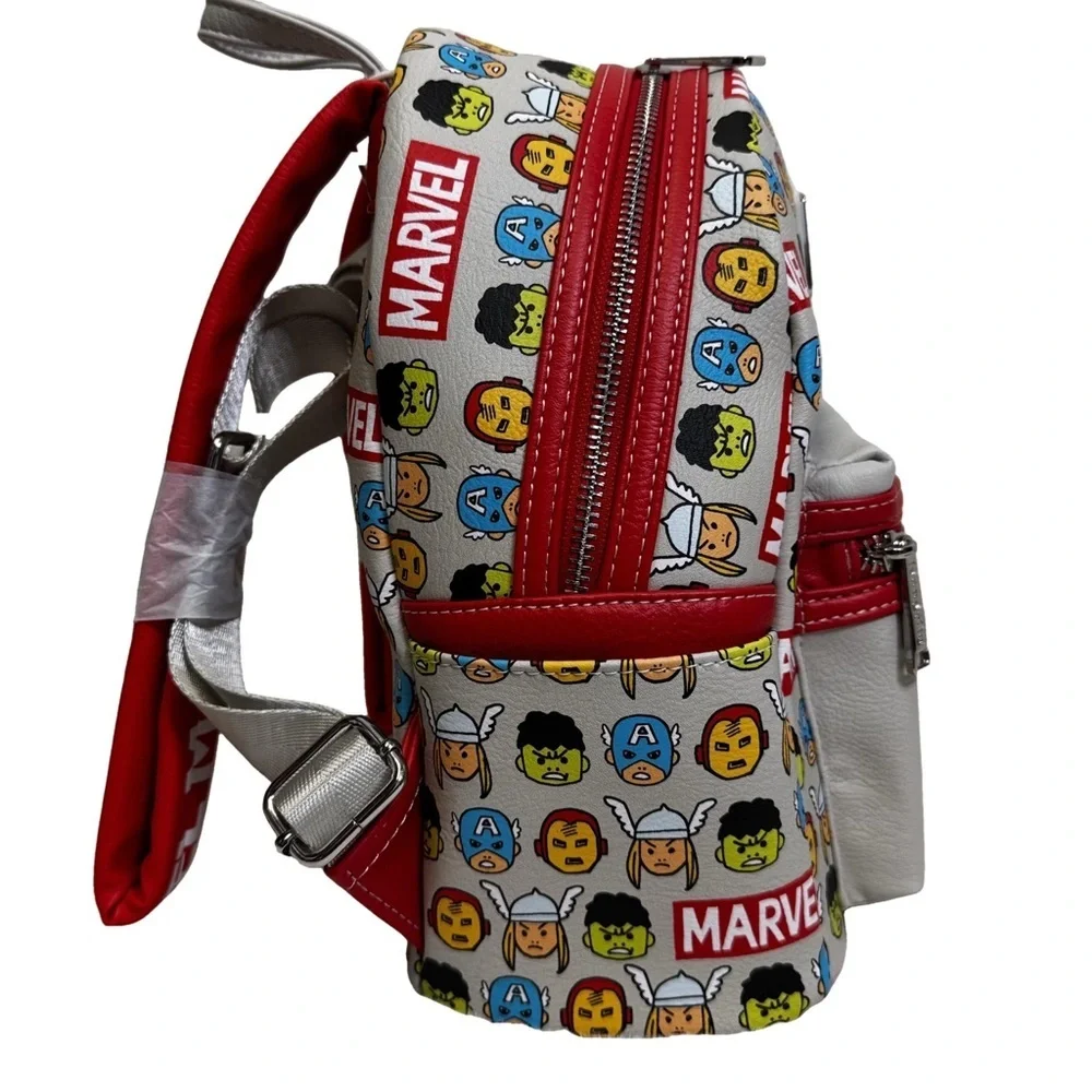 Loungefly Disney Parks Marvel Backpack 2024 Red and Gray Chibi Design Logo NWT - Picture 4 of 12